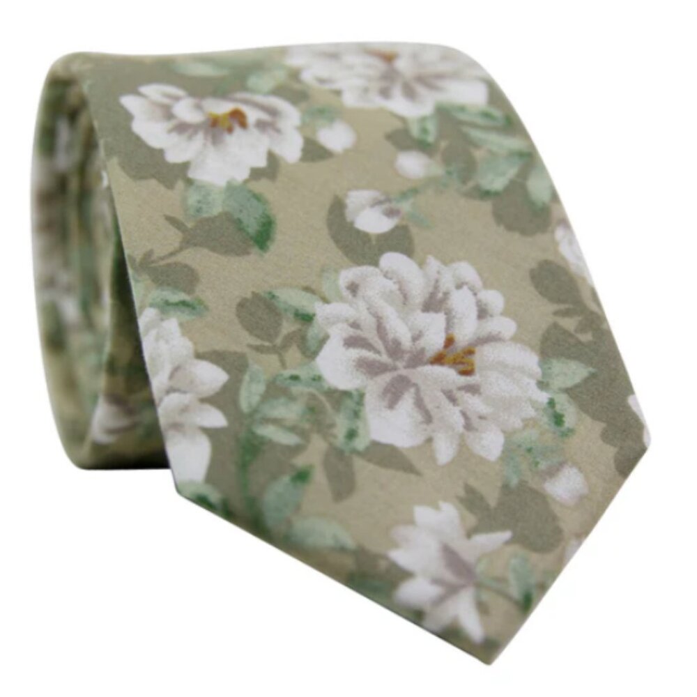 Dazi AlyssumSage Green Floral Tie